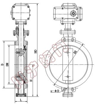 電動(dòng)對(duì)夾蝶閥 結(jié)構(gòu)圖