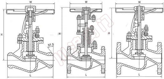 國標波紋管截止閥,結構圖